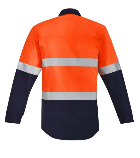 Picture of Syzmik, Mens Orange Flame HRC 2 Hoop Taped Closed Front Spliced Shirt